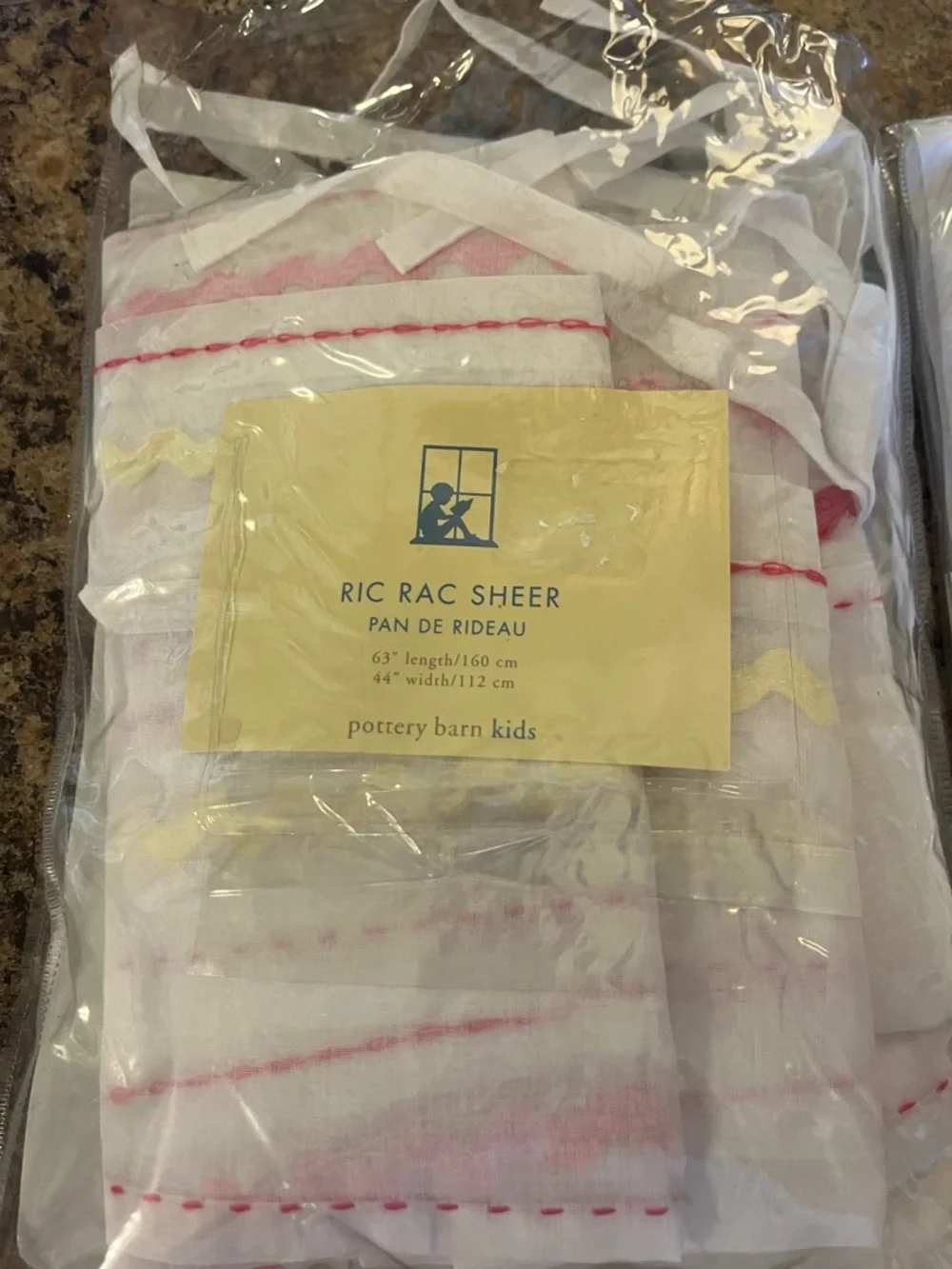 Pottery Barn Kids Ric Rac Sheers Panel with Pink and Yellow Ric‎ Rac